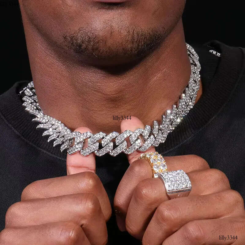 Real Dia Vvs Moissanite Link 6mm-15mm and 7inch-24inch Sier Hip Pop Cuban Chain