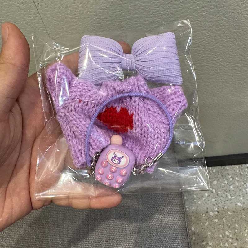 Labubu Plush Dolls V1 V2 V3 Sitting Party Diy Clothing Toys Accessories for 1517cm Labubu Doll Knitted Sweater Bow 2piece SetT251018