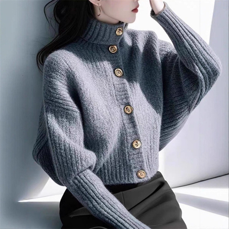 2025 Autumn/Winter New fashion High Collar Luxury Batwing Sweater Cardigan Women's Designer Jacket Autumn/Winter High end Super Fashion Short Kni