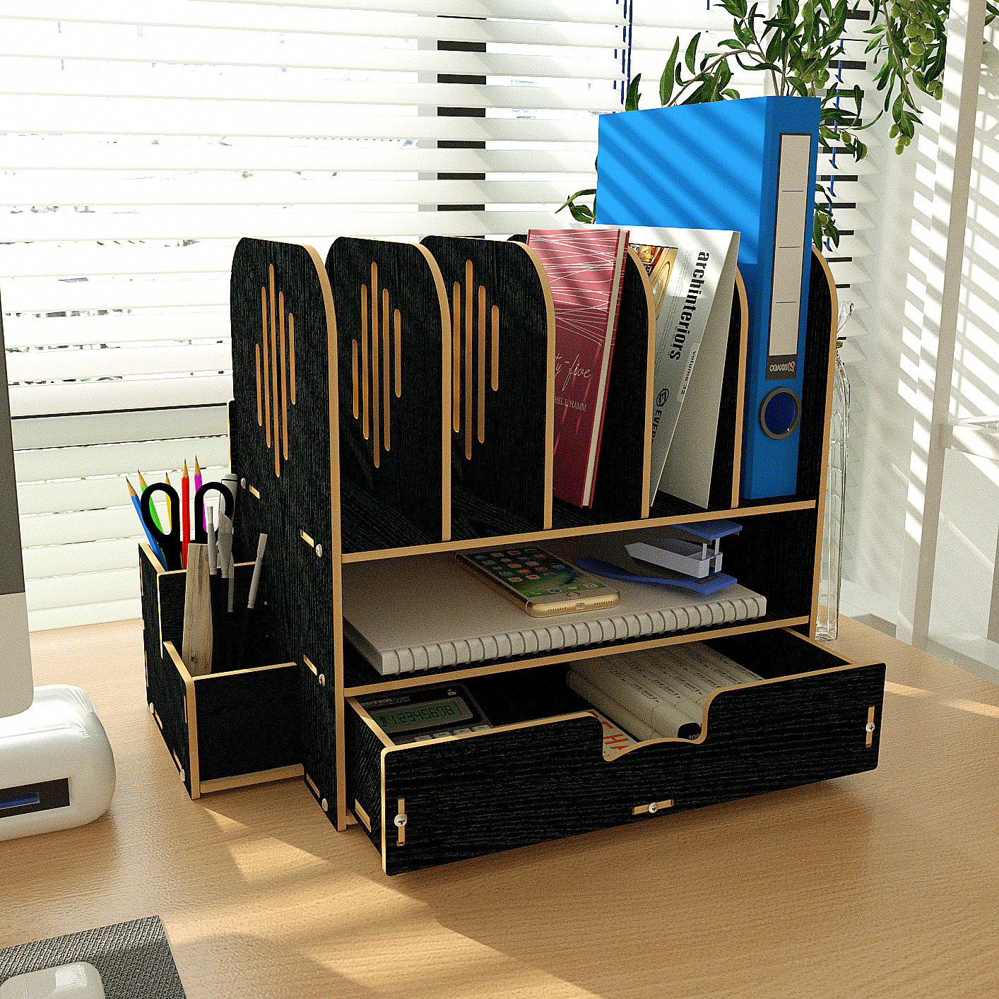 Stackable Multi-Layer Desktop Storage Box for Office Workstation - Drawer-Type File Organizer