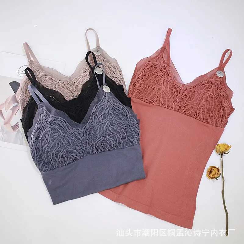 Autumn and Winter Seamless Bottoming Vest Underwear Lace Beautiful Back Long Spaghetti Straps Chest Wrap T251018