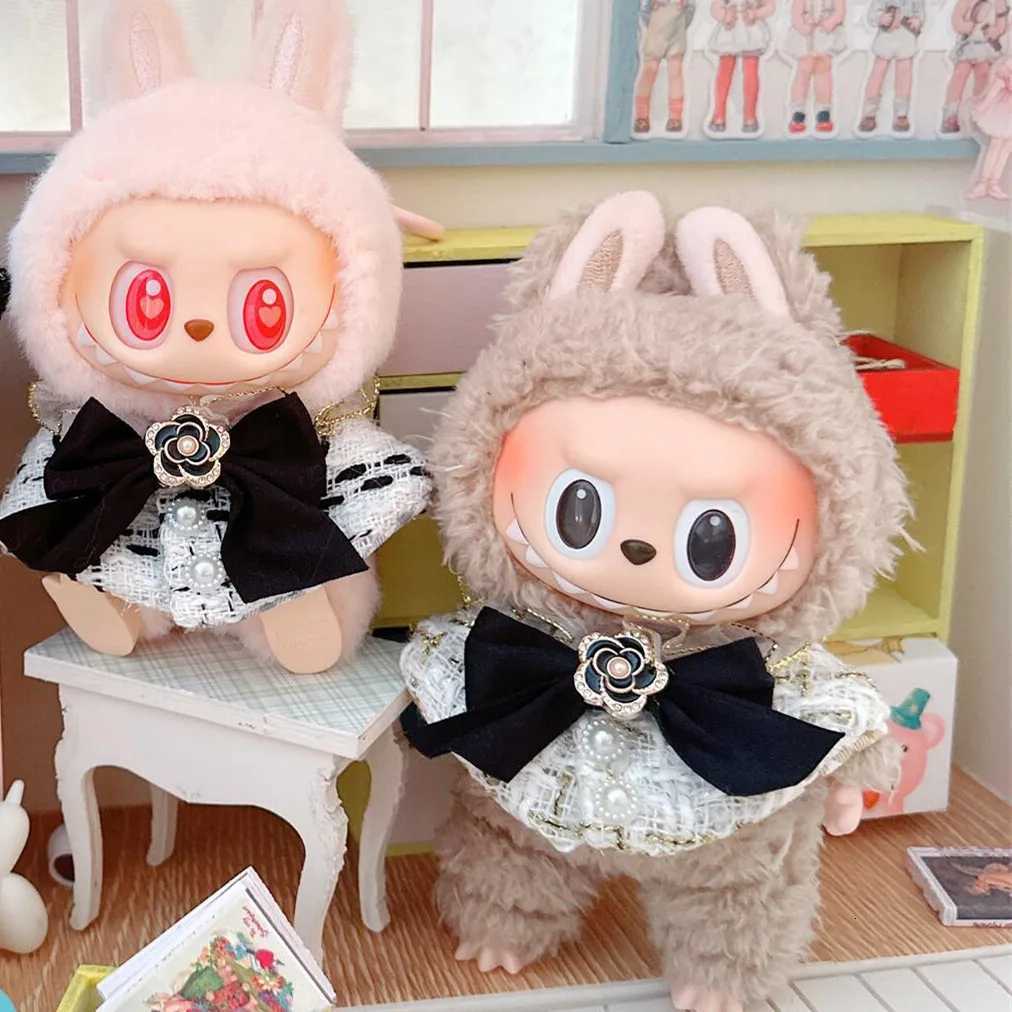 17cm Labubu Doll Accessories Clothes Advanced Luxury Design Sweet Woolen Shawl Suit Skirt Labubu Clothes Messenger Bag LoafersT251018