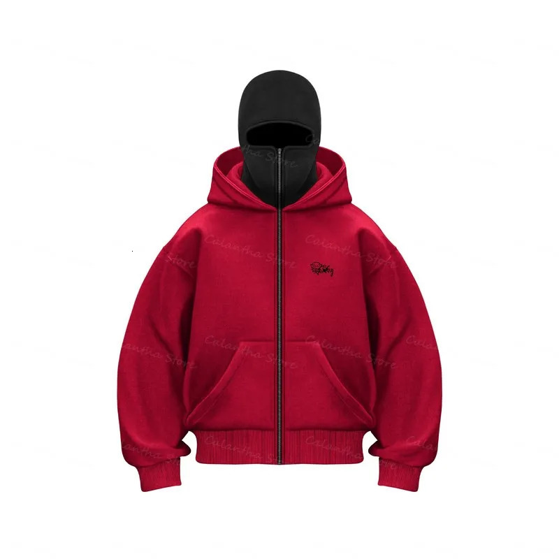 Sweatshirt with Hooded Face Balaclava Zip Hoodie Winter Warm Casual Sports Jacket Outdoor Activities Mask Zipper Mens 251010