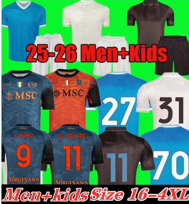 LUKAKU DE BRUYNE Napoli 25 26 soccer jerseys Maglia LANG LUCCA Naples 2026 BEUKEMA NERES Football Shirts McTOMINAY Napoli jersey top kit men kids