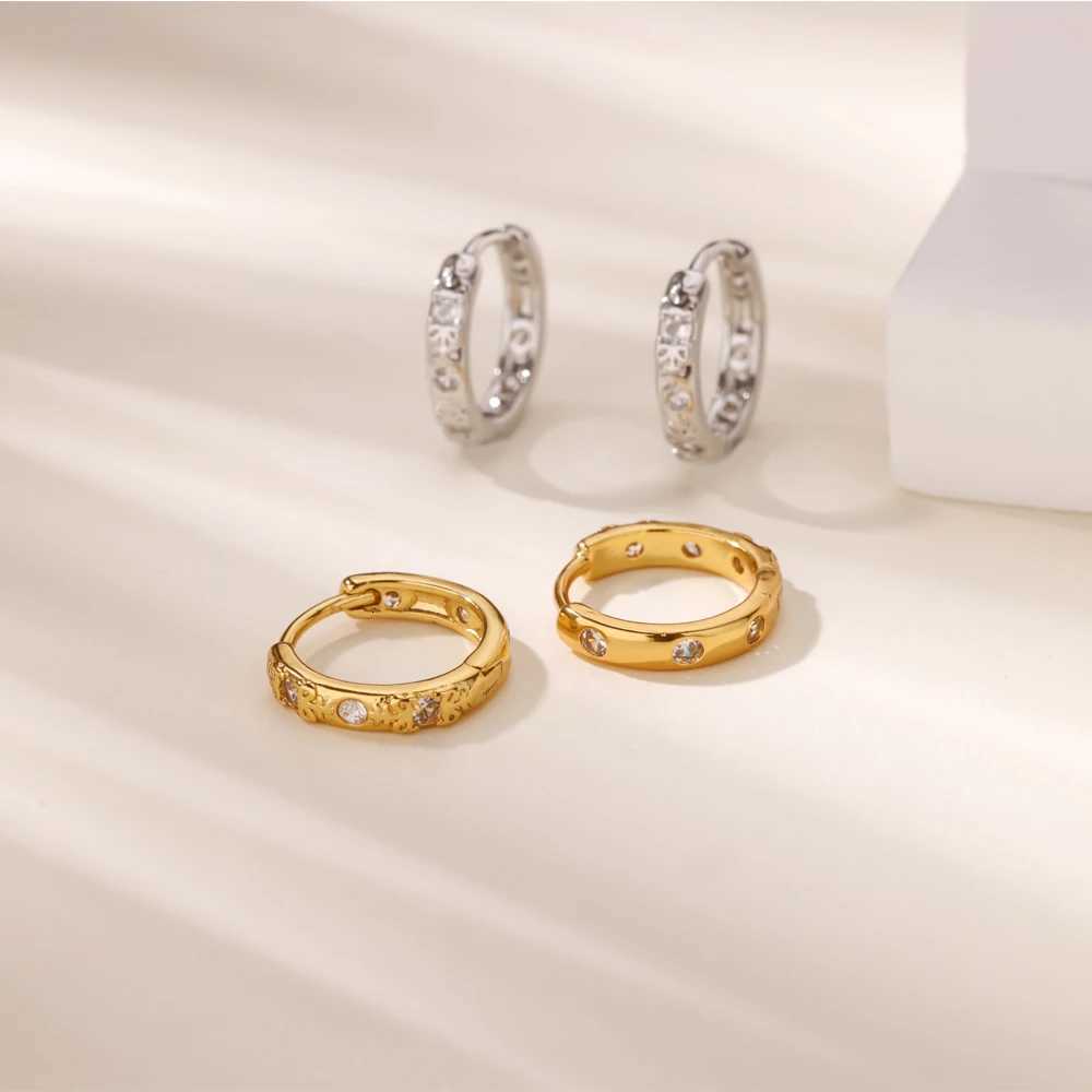 Stainless Steel Simple Circle Hoop Earrings for Women Fashion Gold Color Zircon Piercing Ear Accessories Aesthetic Jewerly Gift Y251018