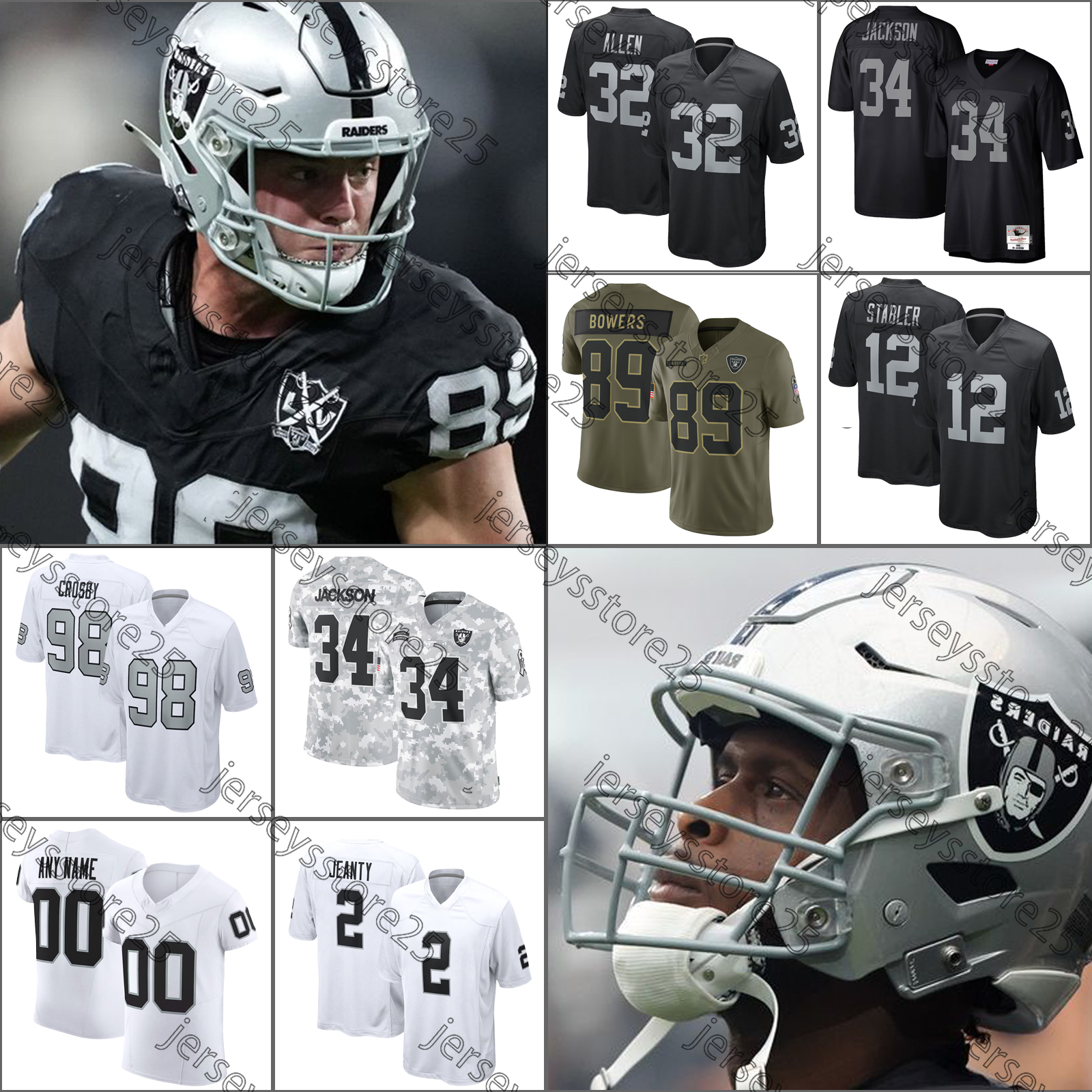 Ashton Jeanty Football Jersey Maxx Crosby Brock Bowers Geno Smith Jakobi Meyers Jack Bech Jonah Laulu Tyree Wilson Tre Tucker Tyree Wilson Raiderss Jerseys