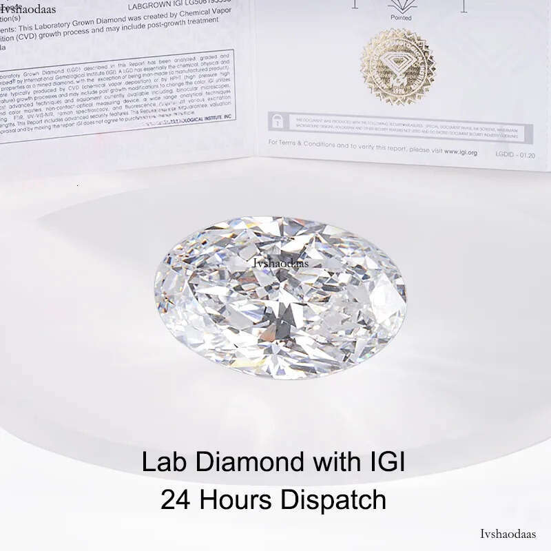 Loose Dia IGI GIA Certificate 1ct 2ct 3ct Oval Cut HPHT CVD Lab Grown Dias