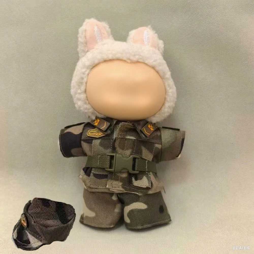 Anime for 17cm Labubu Doll Outfits Designer Luxury Doll Clothes Plush Toys Military uniform Set Soldier Clothes Accessories GiftT251018