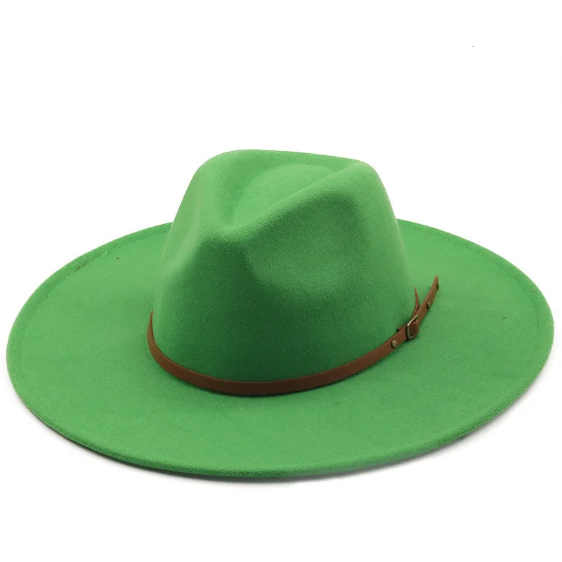 95cm Wide Brim Fedora Hats with Brown Belt Autumn Winter Women Party Top Hat Men Jazz Retro Cowboy Felt Cap Panama Sun Hat 251016