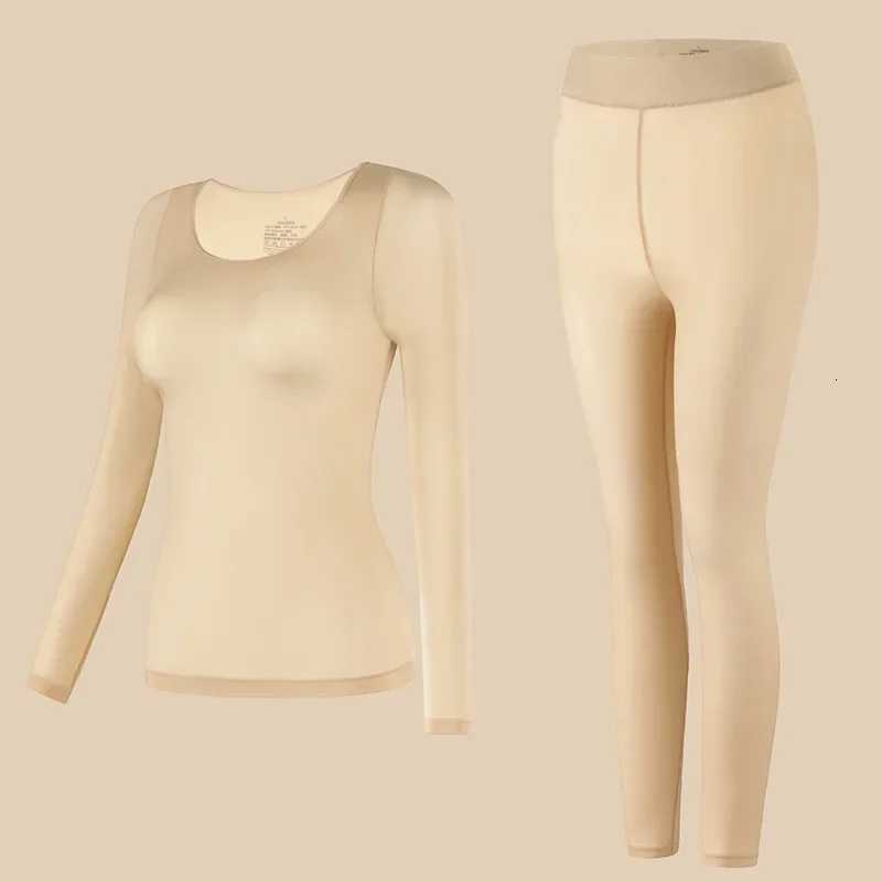 Two Piece Set Thermal Underwear Winter Clothes Women 2025 Ultrathin Heating Hyaluronic Acid Skin Lingerie Sets T251018