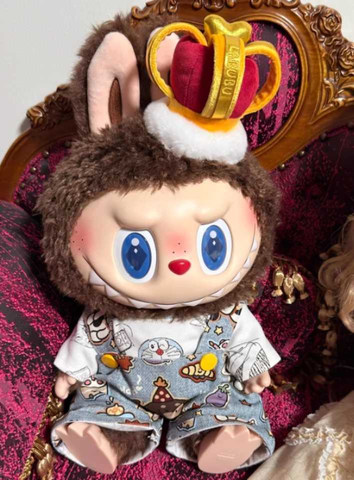 For Doll Clothes Suitable For 38cm Labubu Wearing Mokoko King Doll Clothes Doll Accessories Replacement Clothing Blue OverallsT251018