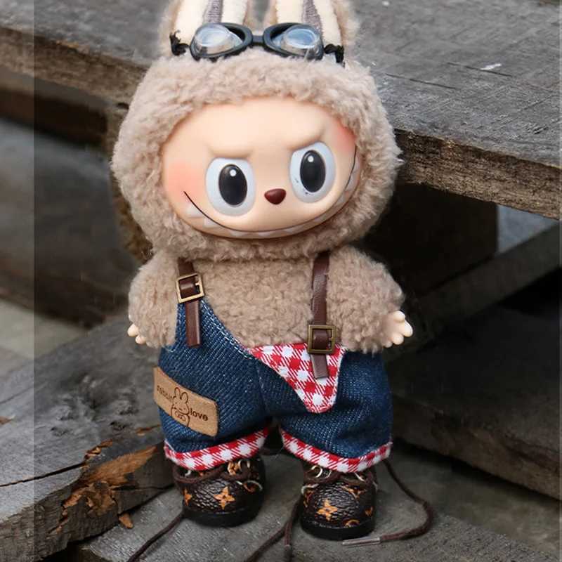 For 17CM Labubu cute top sweater baby clothes outfit doll strawberry sweater autumn winter for labubu clothT251018