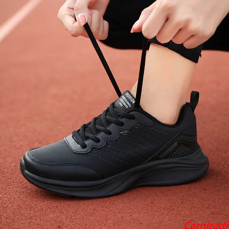 Leather Waterproof Sports Fitness Running Shoes Women Comfort Flat Big Size 3542 Casual Sneakers Ladies Nonslip Jogging Shoes 251013