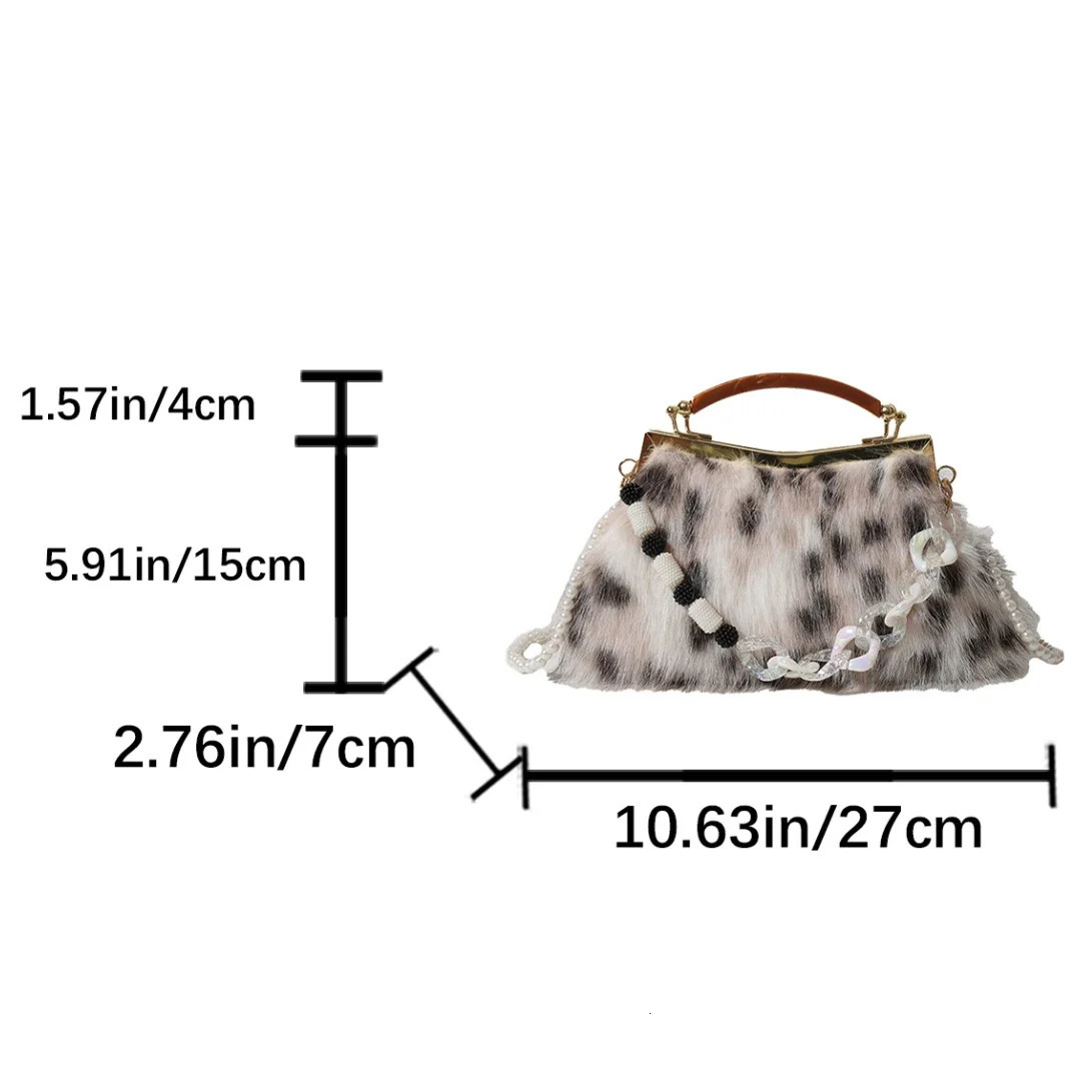 Winter Furry Evening Clutch Bag Designer Shell Handbag For Women Leopard Faux Fur Wedding Purse Plush Crossbody Bag R251018