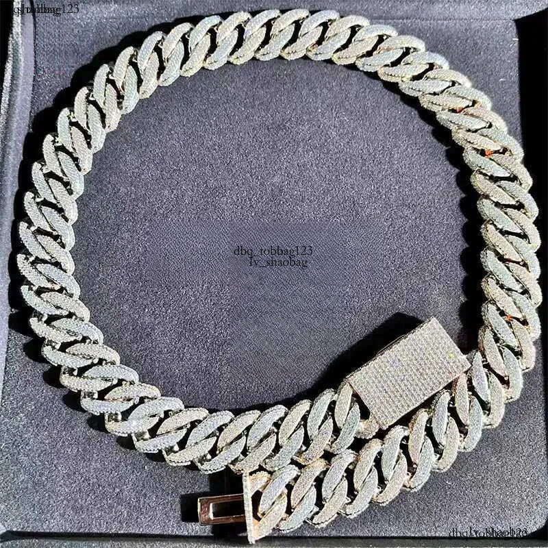 Customization Hip hop k Necklace White Gold Plated Iced Out Moissanite Dia Cuban Chain