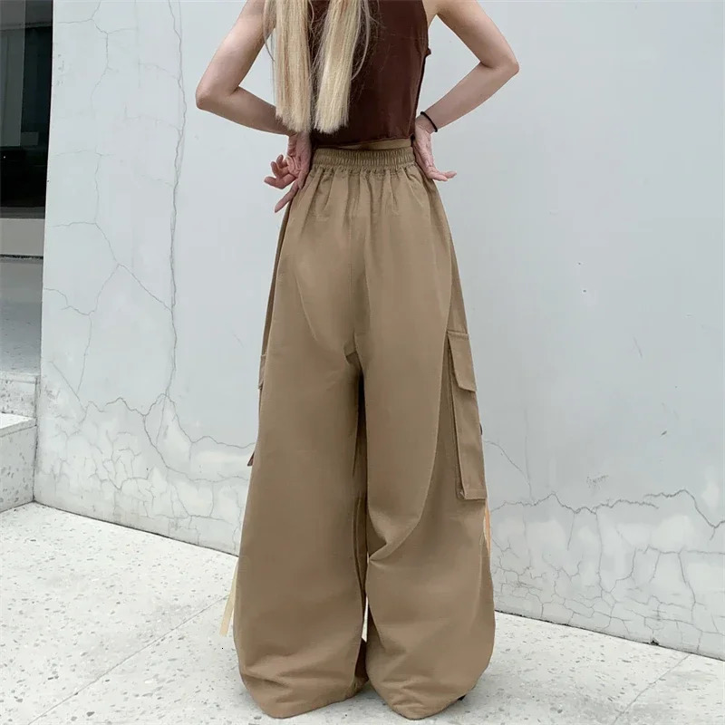 High Quality Cotton Street Cargo Pants for Women Men with Ribbon Waist Wide Leg Hiphop Cool Dances Ladies 251017