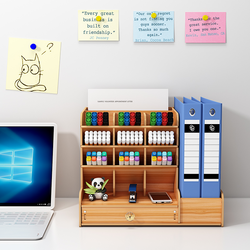 Stackable Multi-Level Desk Organization System with Drawers for Office & Study Space