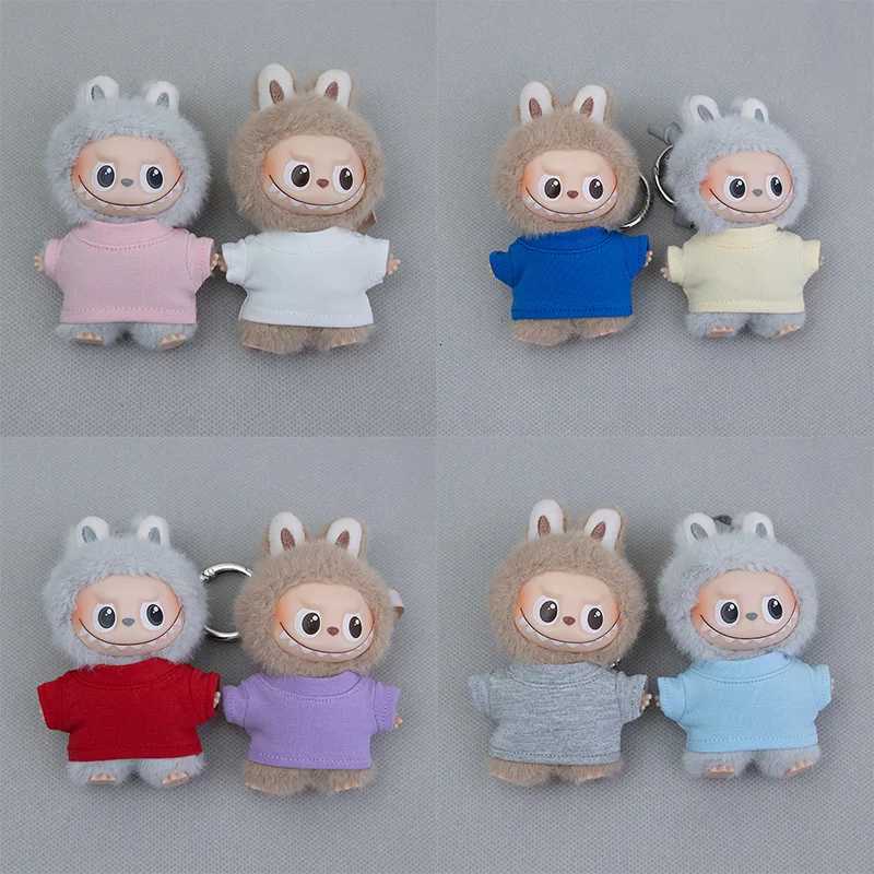 Mini Labubu Clothing Solid color Tshirt Tops For 10cm Labubu V4 The Monsters Pin for Love Series Doll Clothes Ropa LabubuT251018