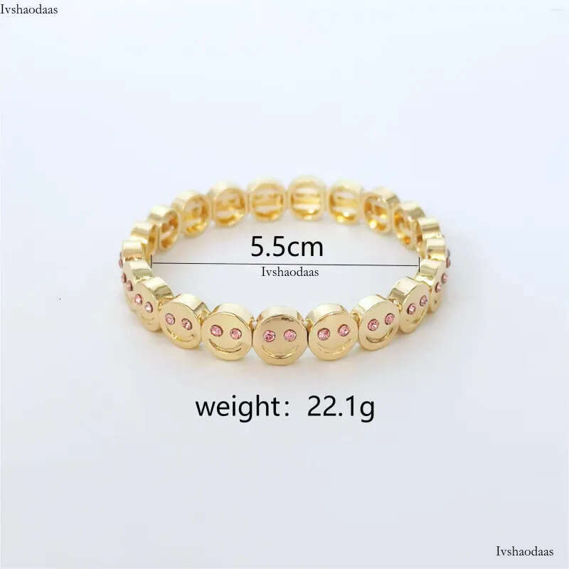 Gold Color Fashion Happy Face Girls Bracelet Cubic Zirconia Beads Golden Women Men Gifts Jewelry Access