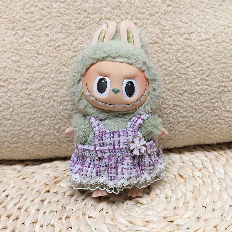 For 17cm Mini Doll Labubu Luxury Clothing Set Bow Headband dress Outfit 30 Labubu Doll Sitting Party Decorations AccessoriesT251018