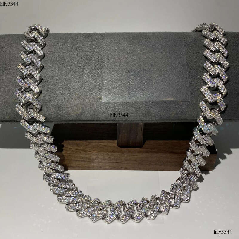 Fine Jewelry Moissanite Vvs1 d Color Cuban Link Chain Real Necklace Hip Hop Pass Dia Test Iced Out