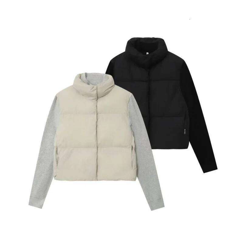 hoodie new product women's fashionable knitted patchwork stand-up collar long-sleeved cotton warm jacket coat jacket