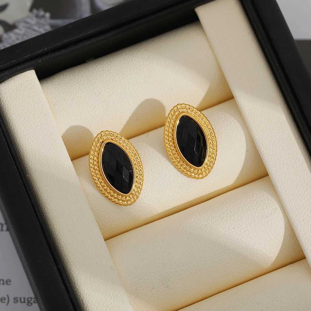 Geometric Crystal Womens Earrings Waterproof Low Allergy 18k Gold Plated Stainless Steel Elegant Geometric Womens Earrin Y251018