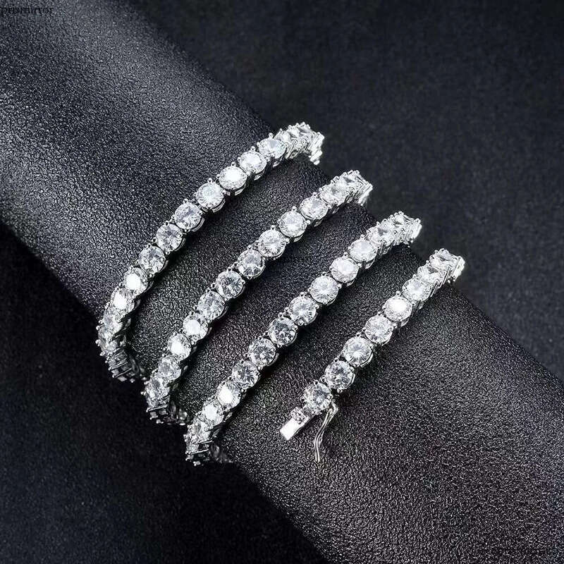 Fine Jewelry Men Women Sterling Sier Moissanite Dia Cluster Iced Out Tennis Chain Necklace