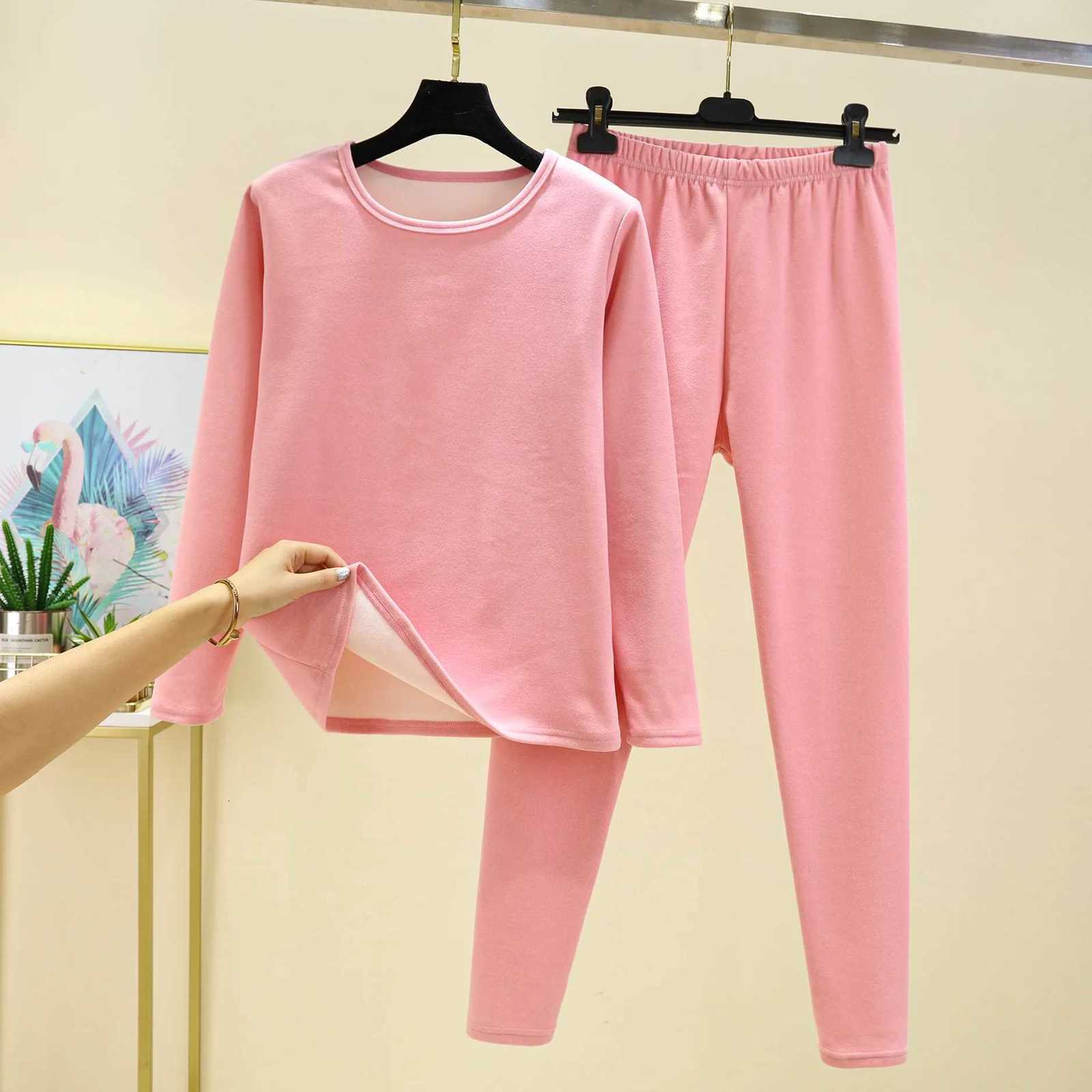 Derong velvet warm suit for women autumn and winter solid color new style brushed bottom autumn clothes autumn pants large size T251018