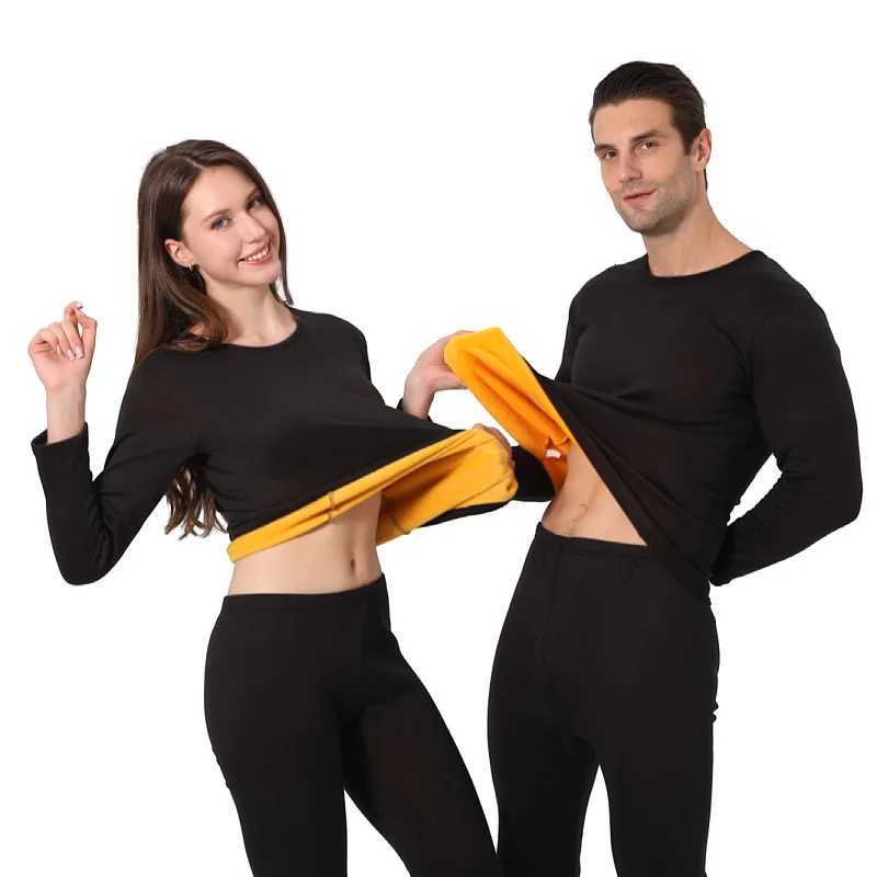 New Autumn Gold Velvet Thickened Warmth Set Mens Round Neck Fleece Lined Heavyweight Clothes Womens Couple Underwear 2pcs Set T251018