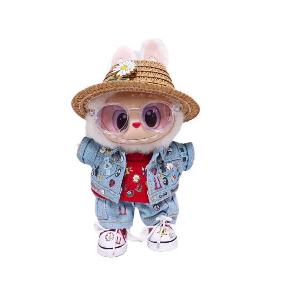 6Pcs 1Set 17cm Labubu Doll Clothes Hat Clothes Shoes Dress Up Doll Accessories Sitting Party Changing Dress Game DIY ToysT251018