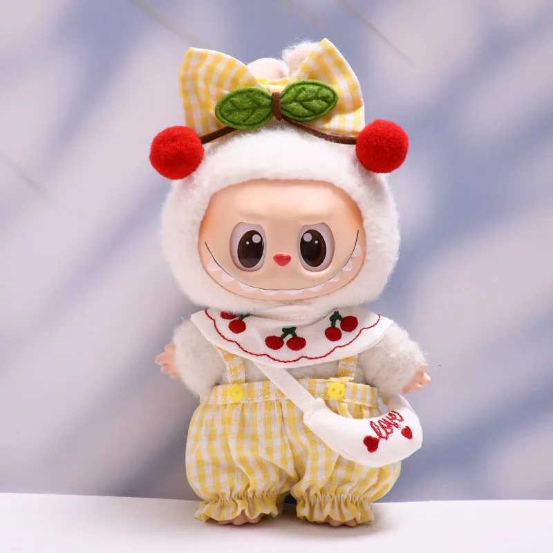 New For Labubu V1 V2 V3 Checked Cherry Skirt Set for Ropa Labubu Doll Outfit AccessoriesT251018