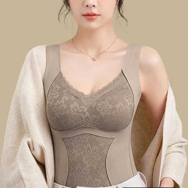 1pcs Woman Thermal Underwear Thermo Lingerie Winter Soft Warm Top Wear Thermo Vest Undershirt Intimate Lace with Bra Padded T251018