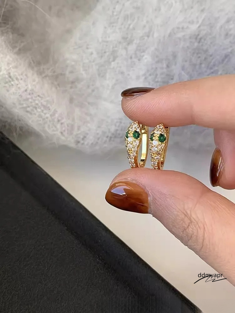 S Sterling Sier Serpentine Earrings For Women - Fashion Micro ddmyApr Zircon Inlaid Bright Hip Hop Style