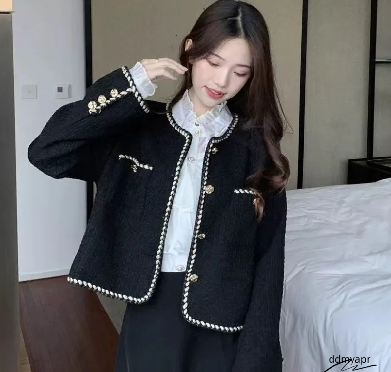 Elegant ddmyApr Tweed Cropped Jacket - Women's Vintage Quilted Coat For Commute & Winter Outwear