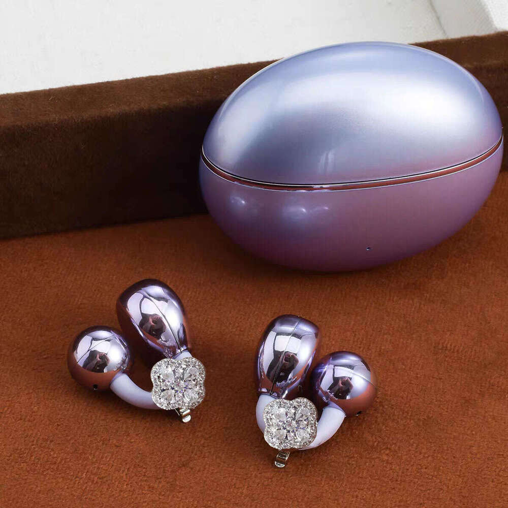 Sparkling Zircon Four-Leaf Clover Dia Buckle Decoration Bluetooth Earphone Accessories Detachable Ear Clip