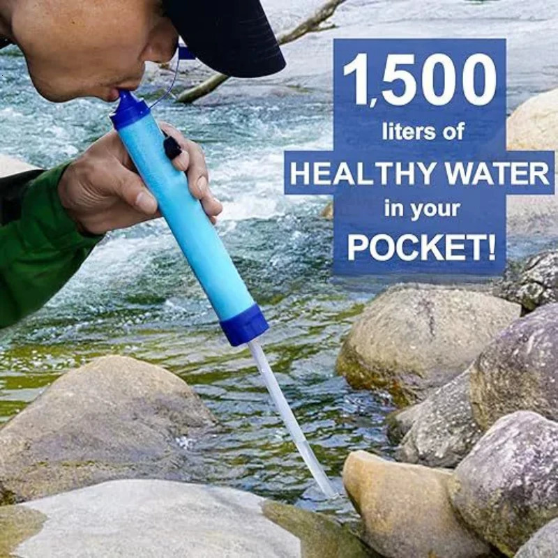 1500L Outdoor Personal Water Filter Portable Water Purifier Survival Straw UltraLight 001 Micron 4Stage Filter System 251018