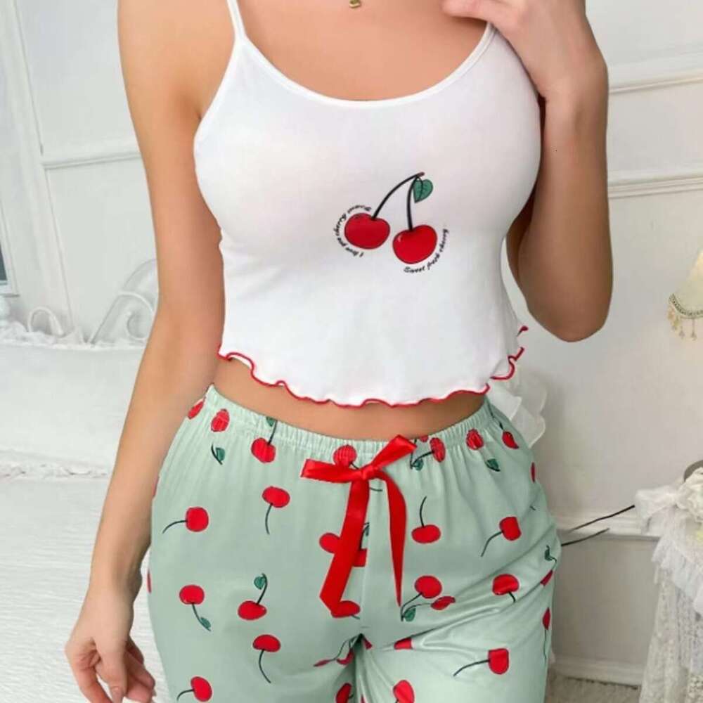 Premium Women's Sleepy Pants - Cherry print, soft fabric, perfect for home wear and sleep, comfortable and fashionable must-have