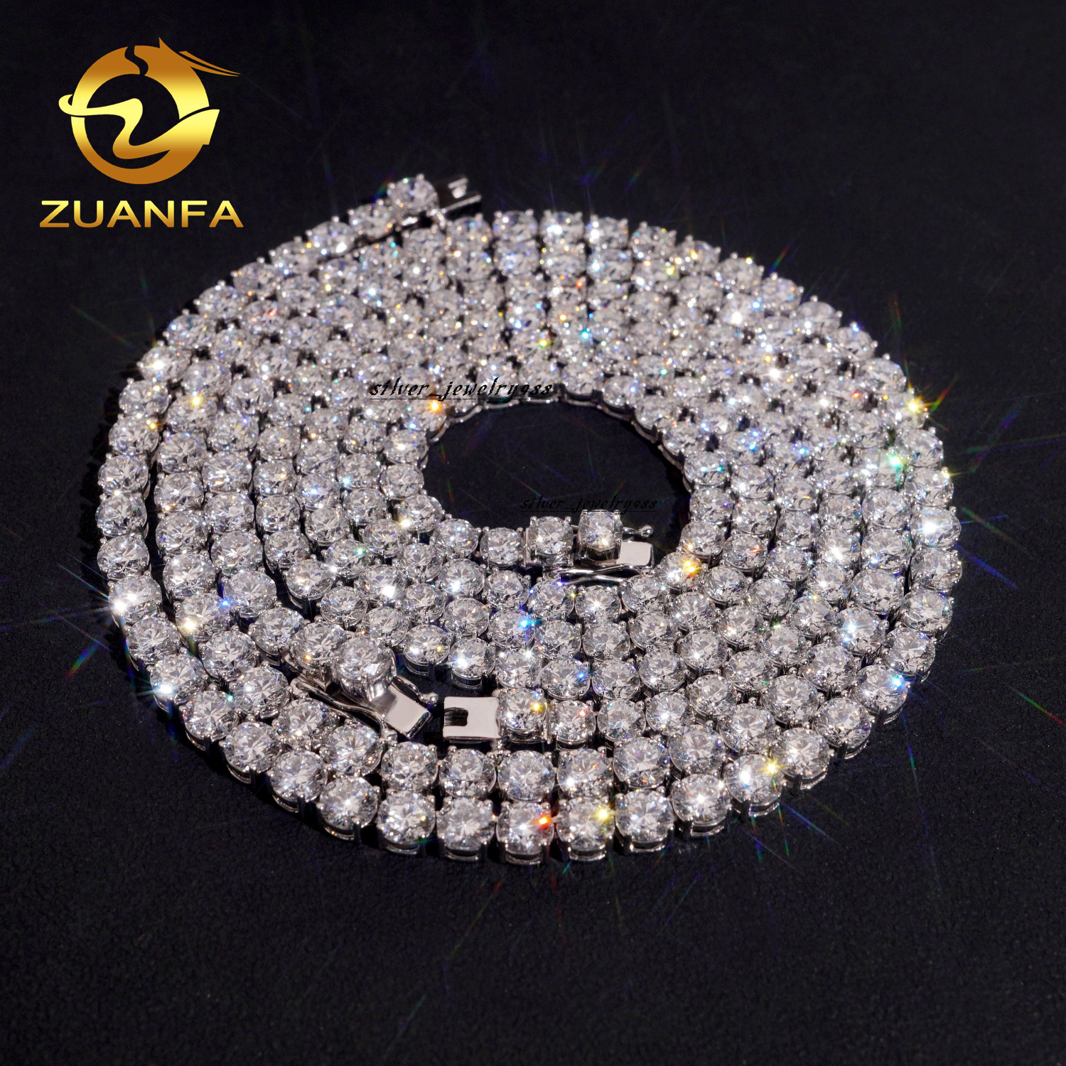 Luxury Hip Hop Jewelry 10k Gold Lab Grown Diamond Tennis Chain 2mm 3mm 4mm 5mm Round Brilliant Cut Diamond Tennis Necklace