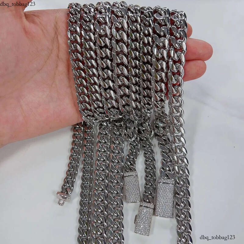 Hip Hop 8MM 10MM Stainless Cuban with Sterling Sier Moissanite Clasp Chain Necklace Bracelet for Men Jewelry