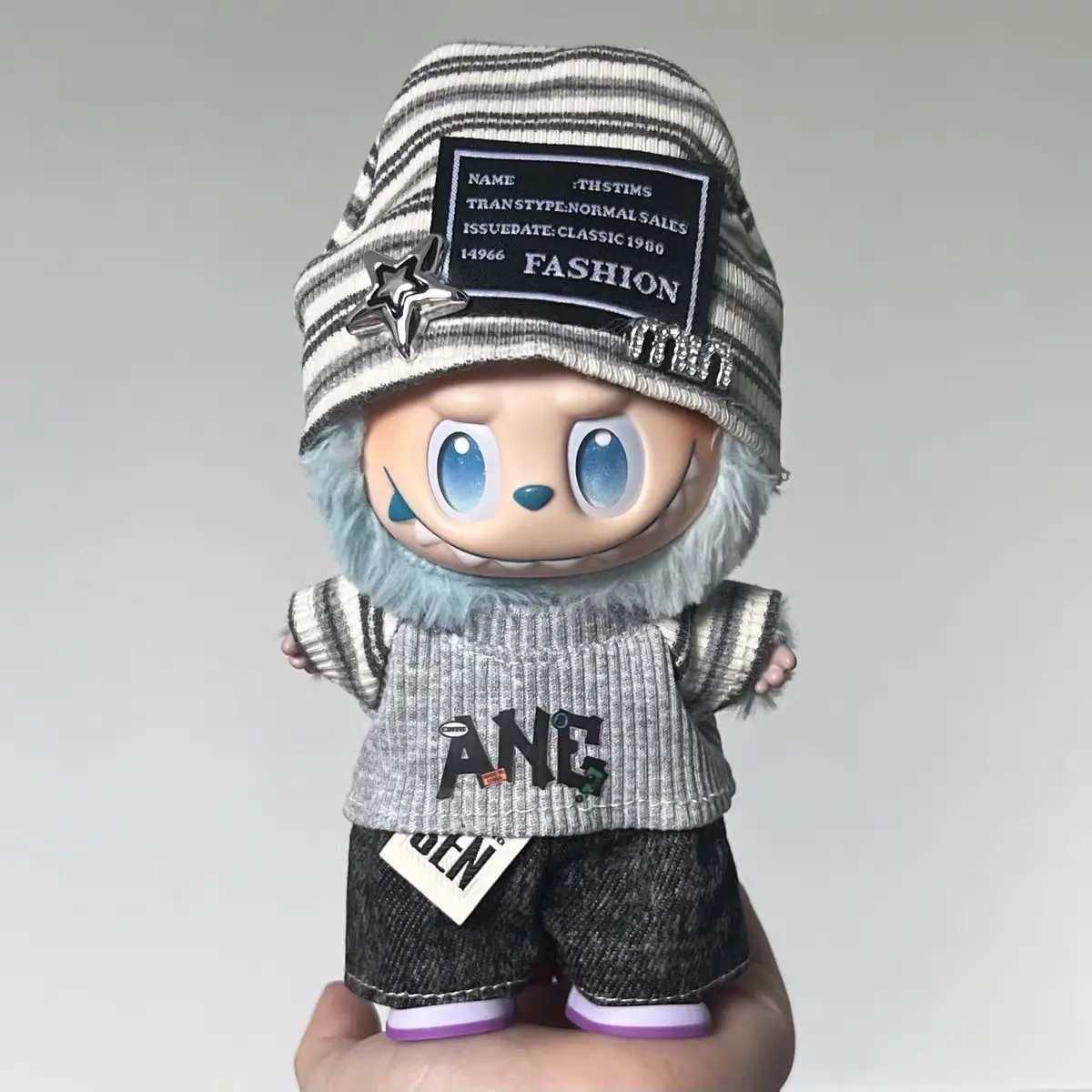 7PCS American Hip Hop Clothes for Labubu Vinyl Doll 17cm V1 V3 DIY Clothes Accessories Toys Gifts Decoration Pendant SetT251018