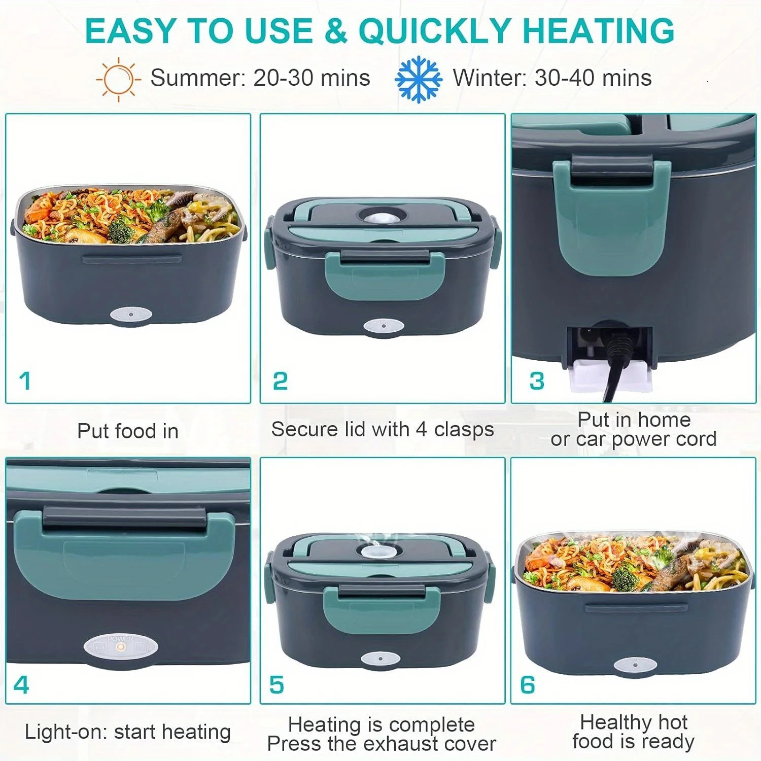 15 L 60W Electric Lunch Box Food Warmer Portable Food Heater for Car Or Home Leak Proof Lunch Heating Microwave for Truckers 251017