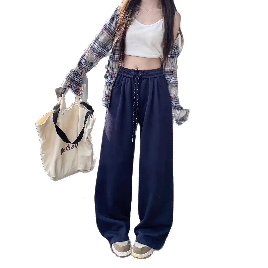 Laidback Early Autumn High Waist Wide Leg Loose Casual Pants Women Summer Versatile Straight FloorLength Trousers 251017