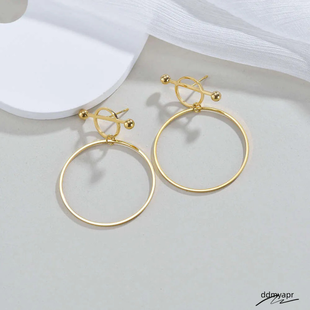 Gold-Plated Hoop Earrings: Stainless Steel Fashion Jewelry ddmyApr For Women - Circle Design