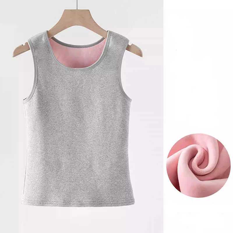 1pcs Womens Winter Thermal Underwears Top Lady Seamless Plus Velvet Sleeveless Vests Warm Female Undershirt Solid Sexy Lingeries T251018
