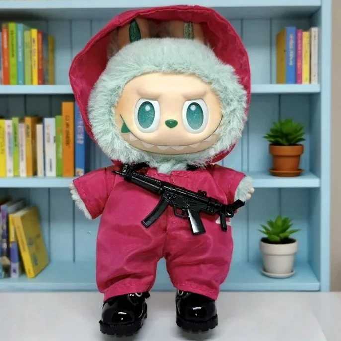 Fashion 15 17cm For Labubu Doll Luxury Jacket Clothing Toys Korean Kpop Idol Squid Jumpsuit Cool Black Mask Clothes AccessoriesT251018
