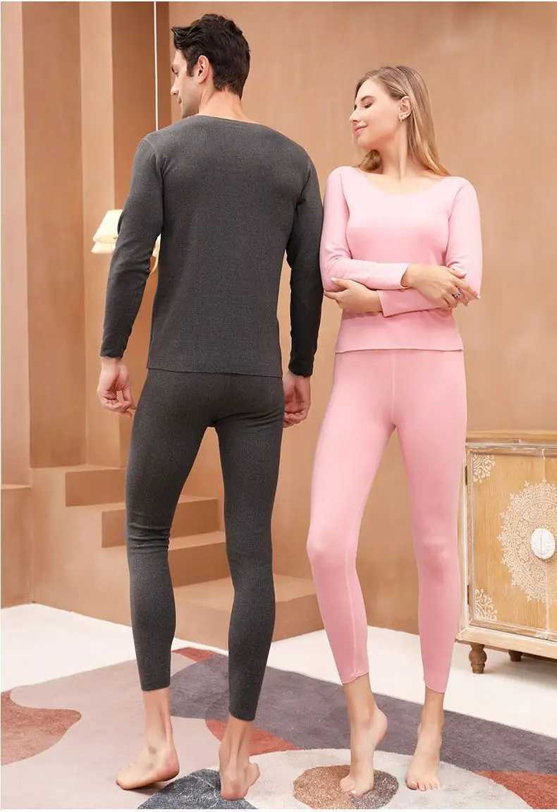 New Ab Reversible Fleece Seamless Thermal Underwear Set for Women and Couples Autumn Tops and Trousers Winter Base Layer T251018