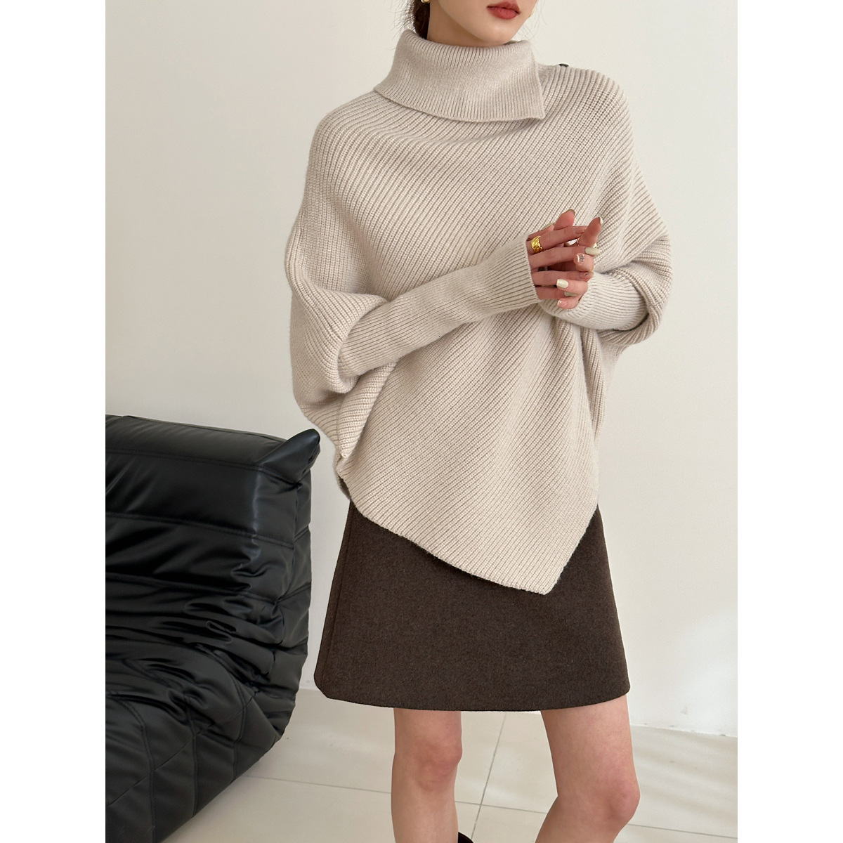 2025 Autumn/Winter New Top Designer Jacket Luxury Women's High End Sweater design Elegant Interior High Collar Knitted Top Irregular Open Skirt C