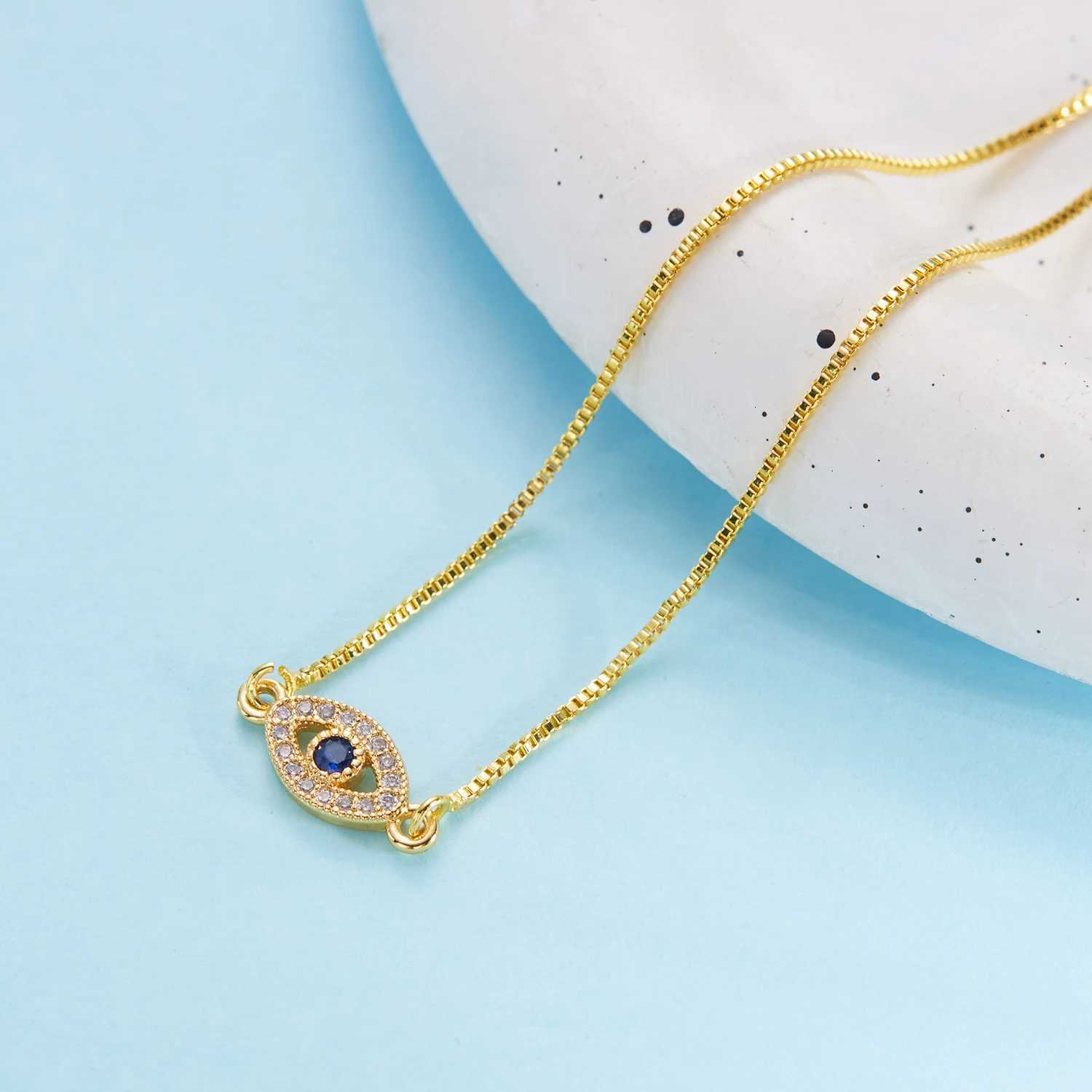 Exquisite Zircon Blue Crystal Evil Eye Bracelet Classic Turkish Lucky Eyes Gold Color Chain Bracelets For Women Men Jewelry GiftL251018 Z260313