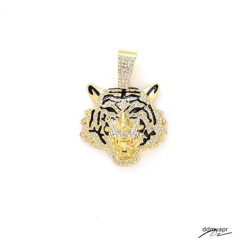 Men's Alloy Cuban Chain Necklace With ddmyApr 3D Tiger Pendant - Hip Hop Style Statement Jewelry